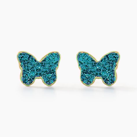 Boucles D'oreilles Puces Solena Papillon Or Jaune - Clous d'oreilles Enfant | Histoire d&rsquo;Or