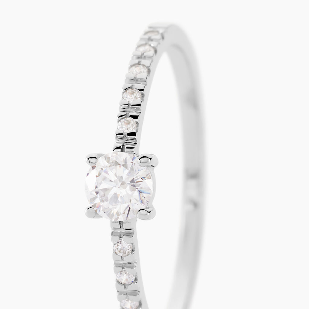 Bague Solitaire Servana Or Blanc Oxyde De Zirconium - Bagues solitaires Femme | Histoire d&rsquo;Or