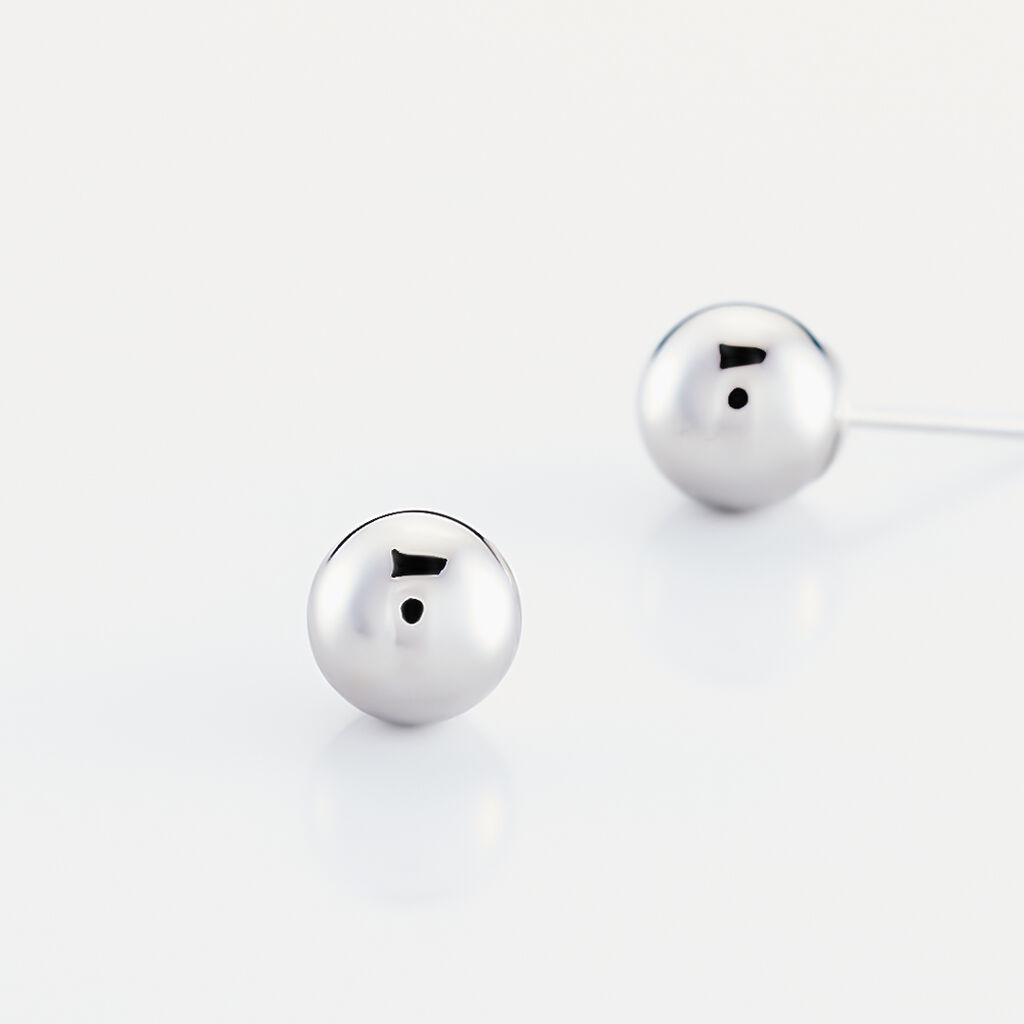Boucles D'oreilles Puces Fidelia Boule Or Blanc - Clous d'oreilles Femme | Histoire d’Or