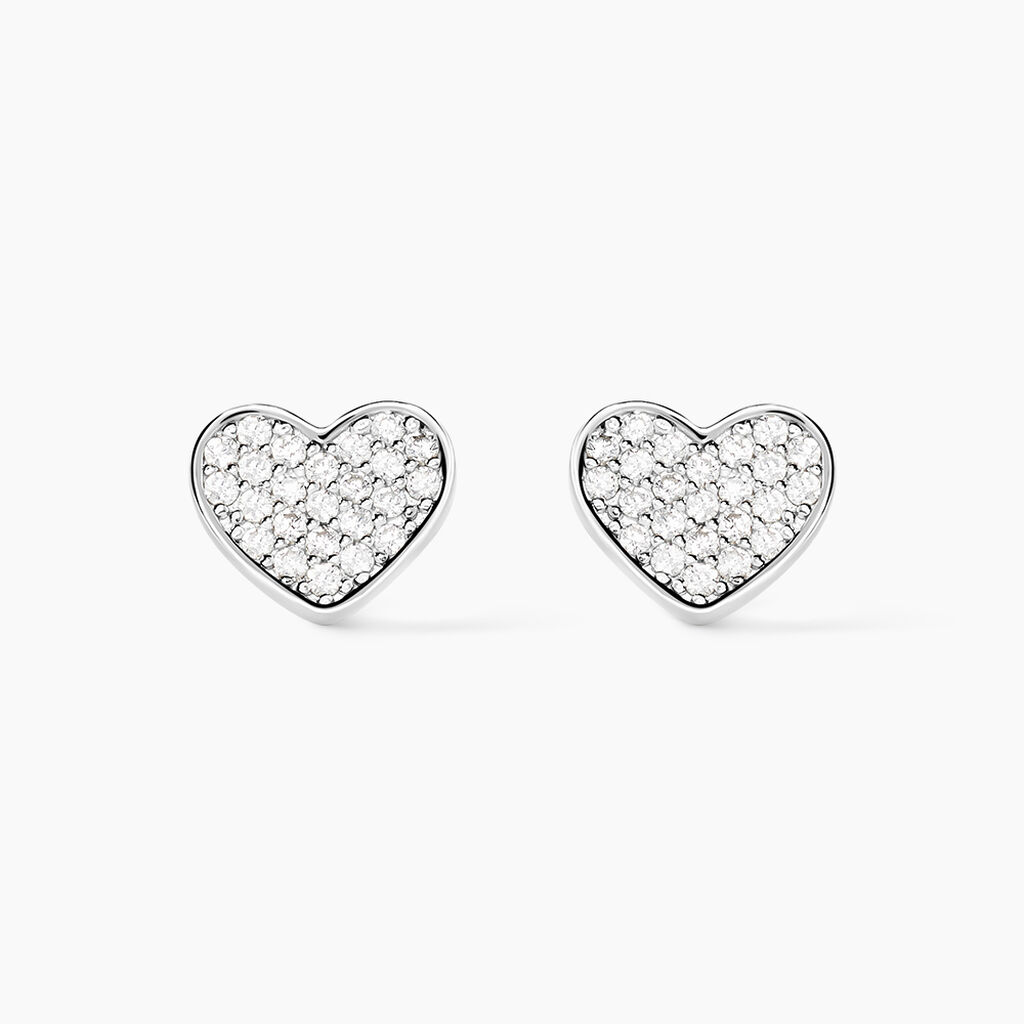 Boucles D'oreilles Puces Esperanza Argent Blanc Oxyde De Zirconium - Boucles d'oreilles fantaisie Femme | Histoire d’Or