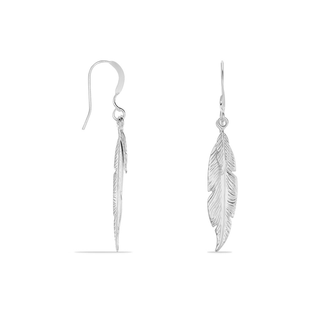 Boucles d'Oreilles Pendantes Femme Argent Plumes