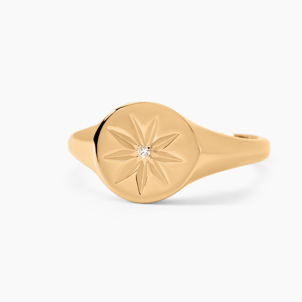 Chevali&egrave;re Plaqu&eacute; Or Crepinien Oxyde De Zirconium - Bagues solitaires Femme | Histoire d&rsquo;Or