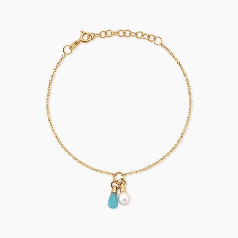 Bracelet Mala&iuml;ka Argent Dor&eacute; A L'Or 750/1000 Perle De Culture Amazonite - Bracelets Femme | Histoire d&rsquo;Or