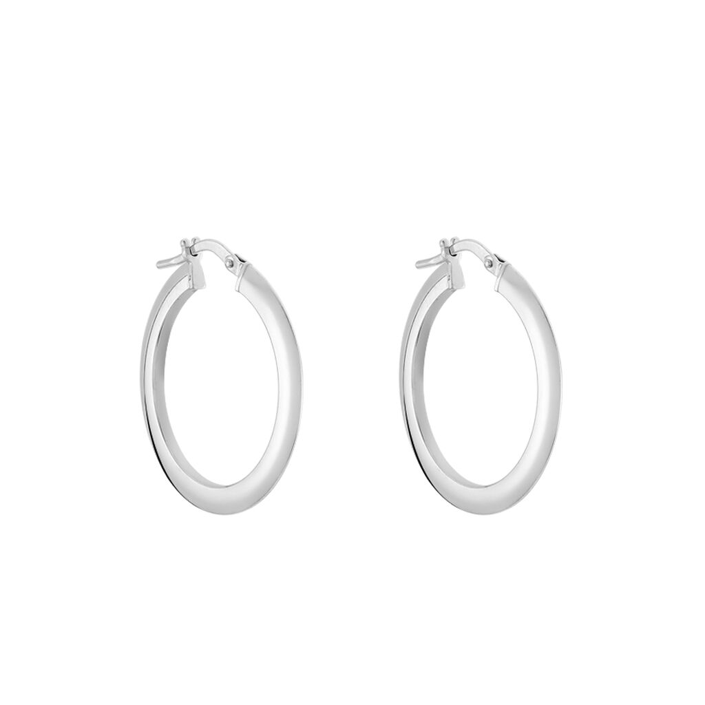Créoles Argent Blanc Hally - Boucles d'oreilles créoles Femme | Histoire d’Or