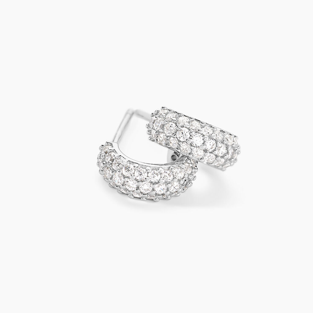 Cr&eacute;oles Palome Argent Blanc Oxyde De Zirconium - Boucles d'oreilles cr&eacute;oles Femme | Histoire d&rsquo;Or