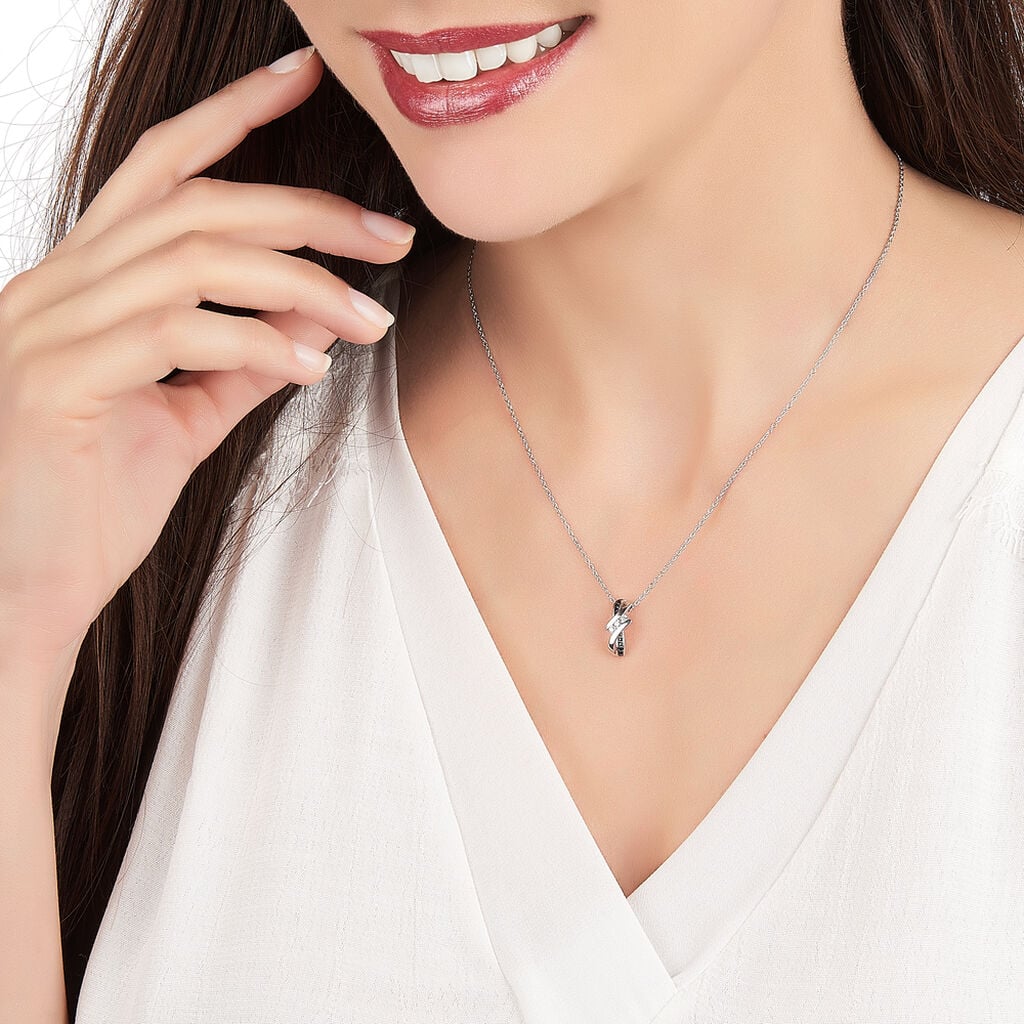 Collier Clemenca Argent Blanc Oxyde De Zirconium - Colliers fantaisie Femme | Histoire d&rsquo;Or