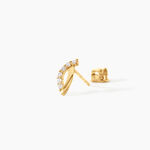 Boucles D'Oreilles Puces Helvi Argent Dor&eacute; A L'Or 750/1000 Oxyde De Zirconium - Boucles d'oreilles fantaisie Femme | Histoire d&rsquo;Or