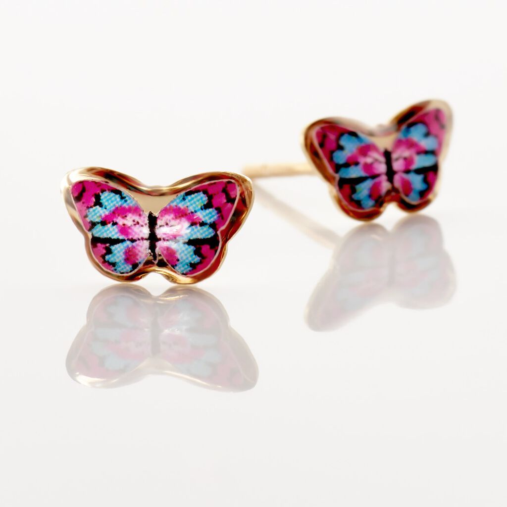 Boucles D'oreilles Puces Aurida Papillon Or Jaune - Boucles d'Oreilles Papillon Enfant | Histoire d’Or