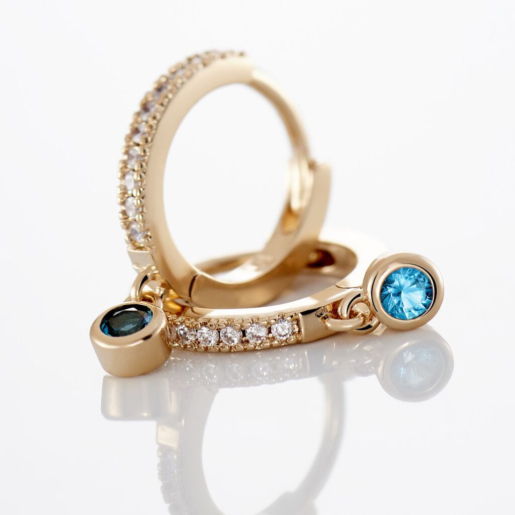 Creoles Dili Plaqu&eacute; Or Pierres - Boucles d'oreilles cr&eacute;oles Femme | Histoire d&rsquo;Or