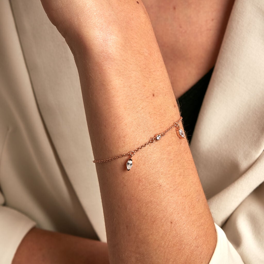 Bracelet Kenta Argent Rose Oxyde De Zirconium - Bracelets Femme | Histoire d&rsquo;Or