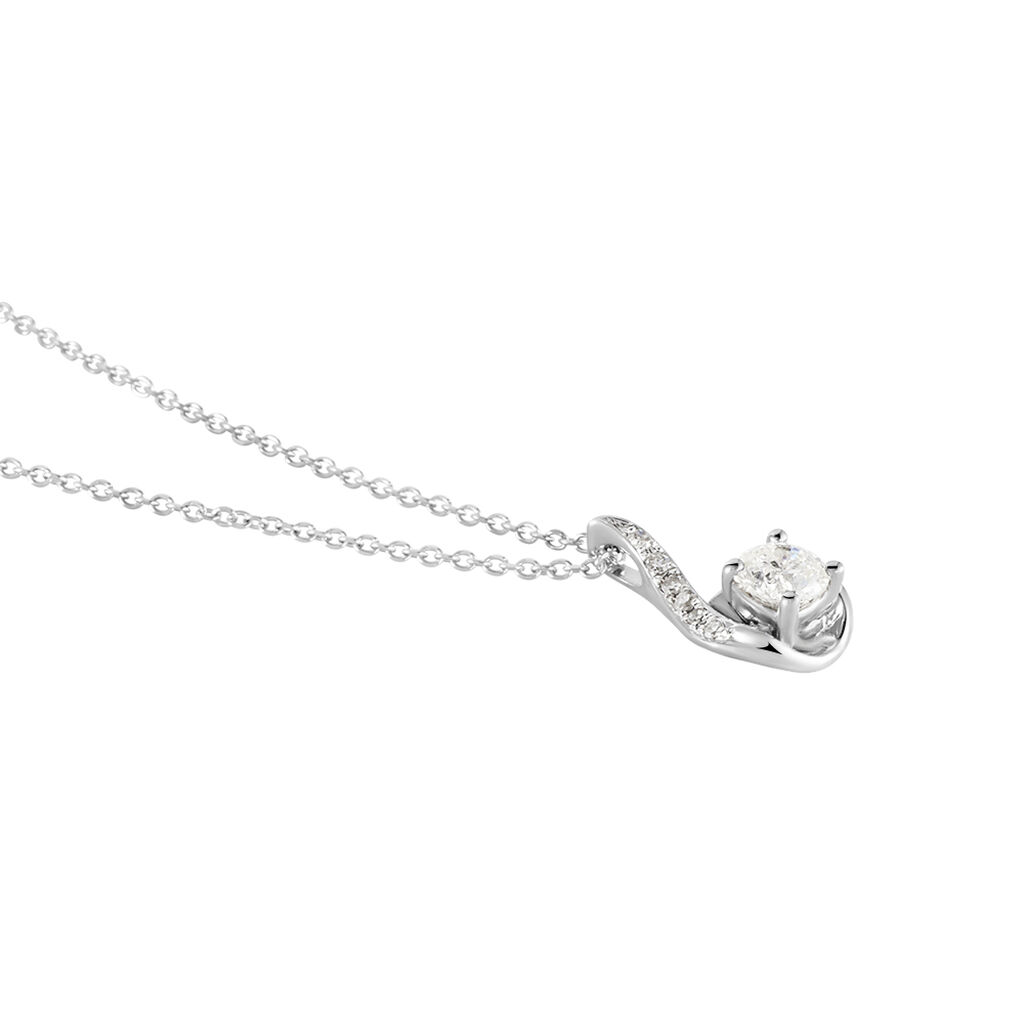 Collier Vrille Accompagnee Or Blanc Diamant - Colliers Femme | Histoire d’Or
