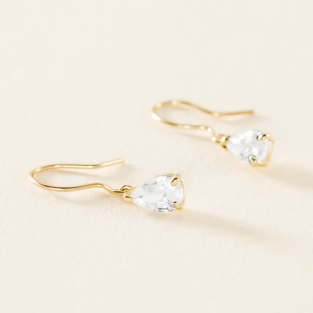Boucles D'oreilles Puces Kalyne Or Jaune Oxyde De Zirconium - Boucles d'oreilles pendantes Femme | Histoire d’Or
