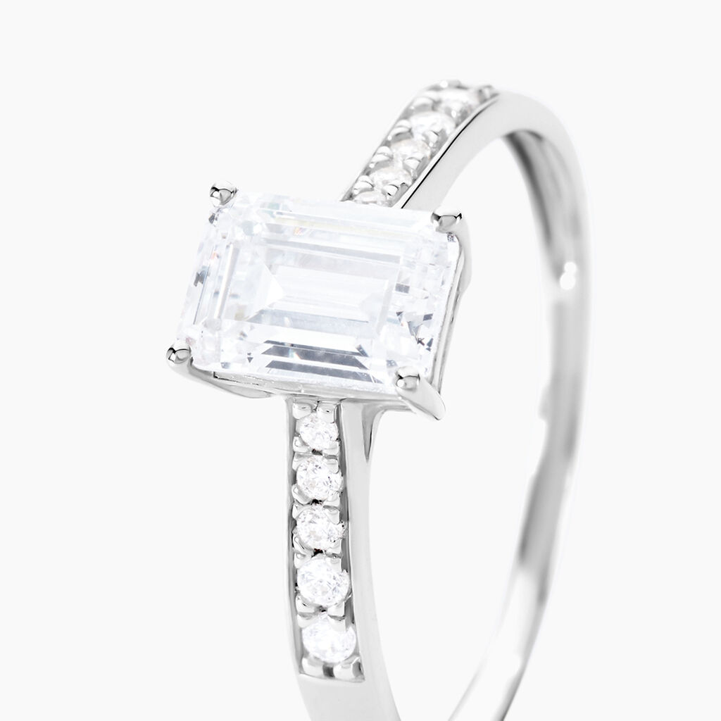 Bague Or Blanc Gesacus Oxyde De Zirconium - Bagues solitaires Femme | Histoire d’Or