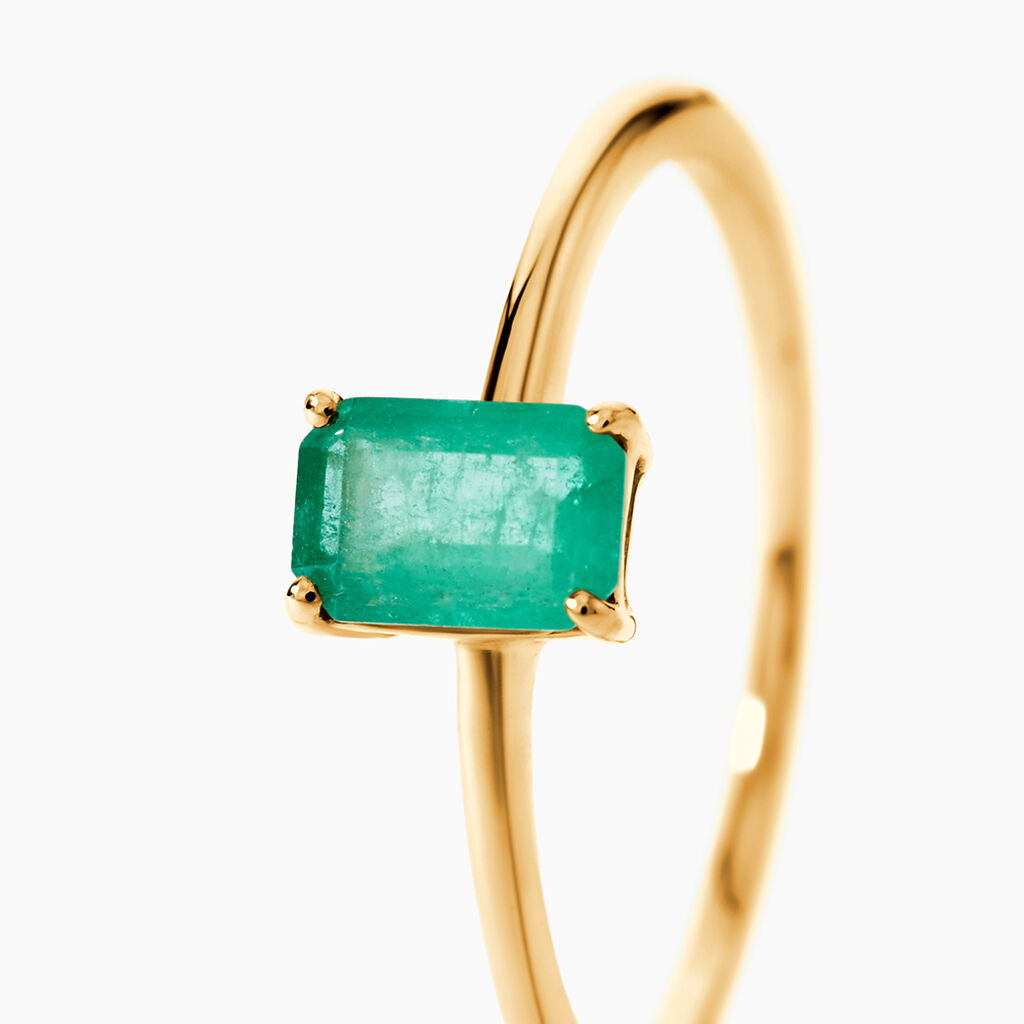 Bague Solitaire Ethalyn Or Jaune Emeraude - Bagues solitaires Femme | Histoire d&rsquo;Or