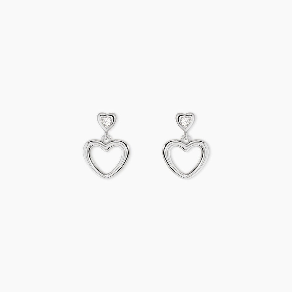Boucles D'Oreilles Pendantes Floryne Argent Blanc Oxyde De Zirconium - Boucles d'oreilles fantaisie Femme | Histoire d&rsquo;Or