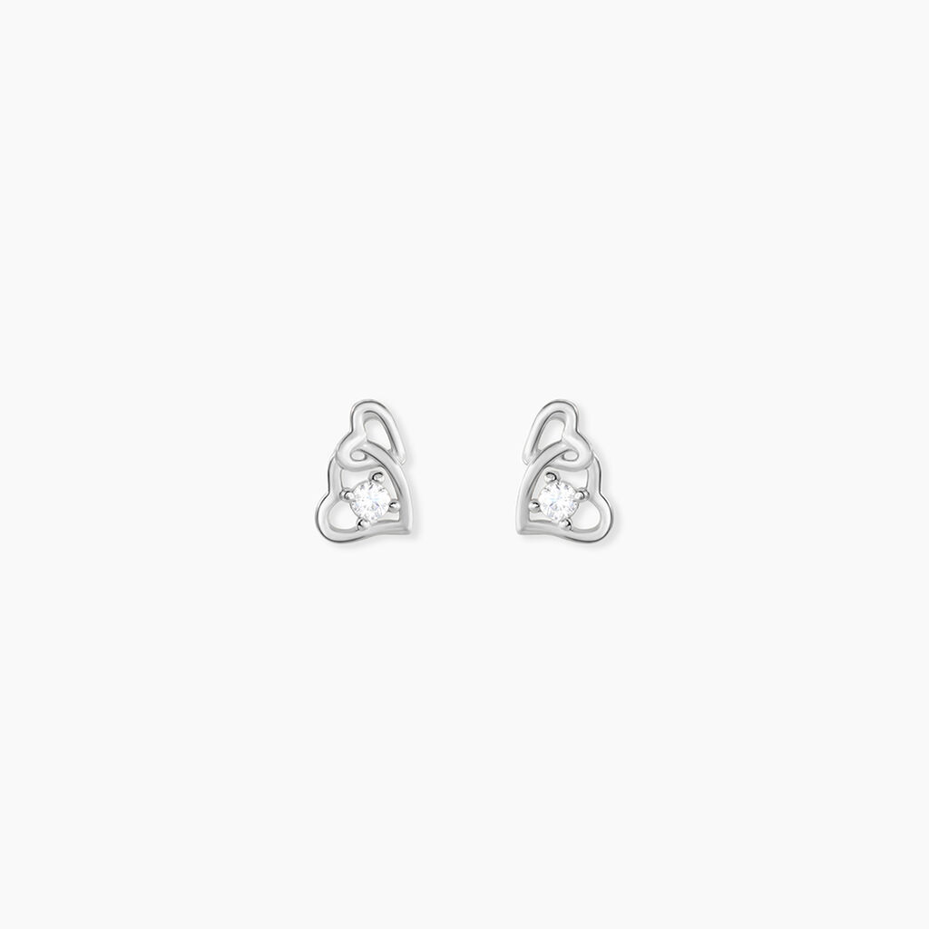 Boucles D'oreilles Puces Roma Argent Blanc Oxyde De Zirconium - Boucles d'oreilles fantaisie Femme | Histoire d’Or