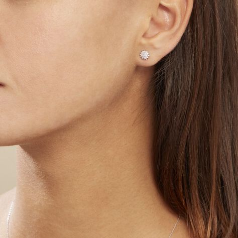 Boucles D'oreilles Puces Platine Alden Diamants - Clous d'oreilles Femme | Histoire d’Or