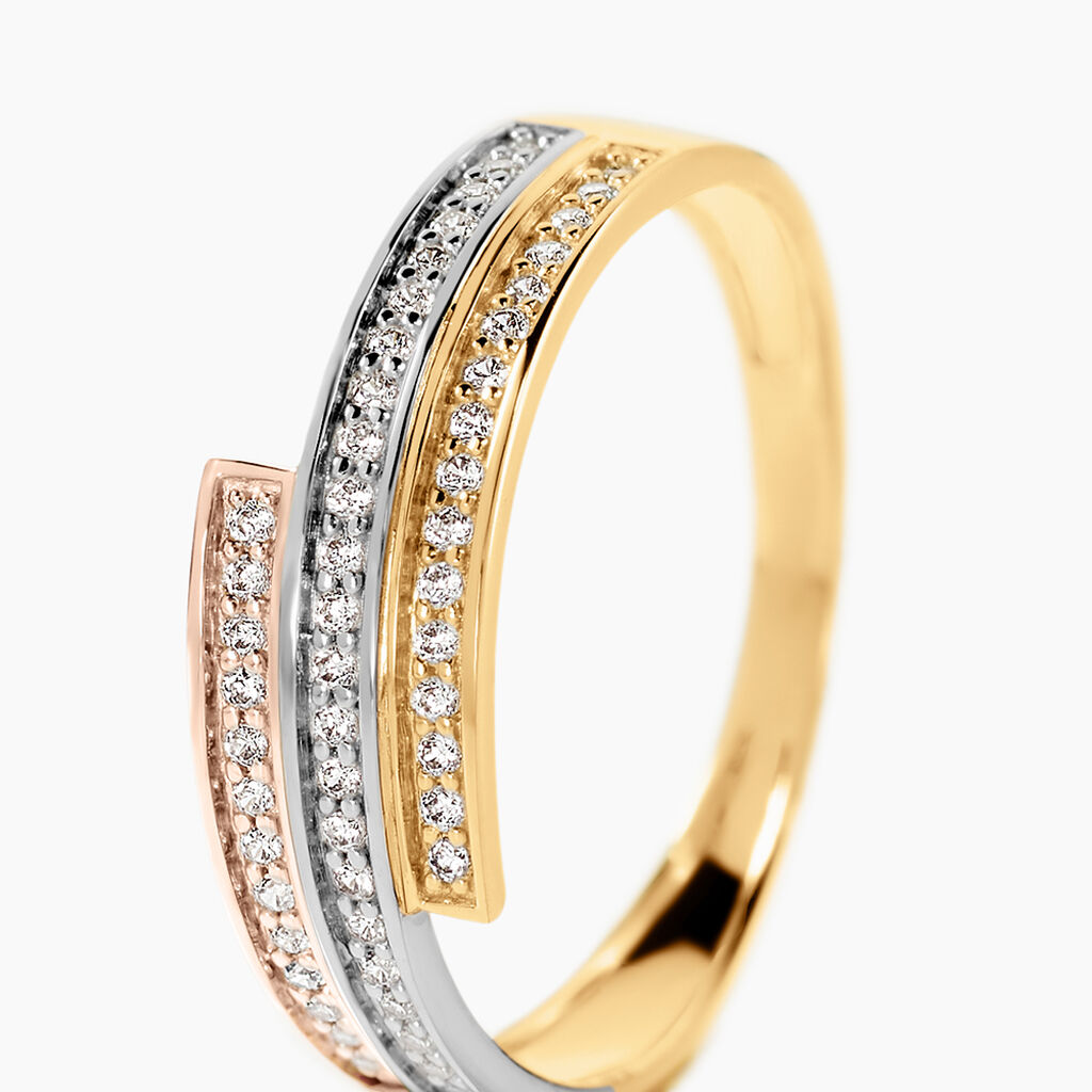 Bague Rama Or Tricolore Oxyde De Zirconium - Bagues avec pierre Femme | Histoire d&rsquo;Or