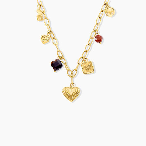 Collier Bohemia Acier Jaune Oeil De Tigre Pierre De Synthese - Colliers fantaisie Femme | Histoire d&rsquo;Or