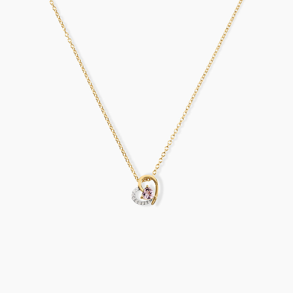 Collier Eliana Argent Dor&eacute; A L'Or 750/1000 Am&eacute;thyste Oxyde De Zirconium - Colliers pierre Femme | Histoire d&rsquo;Or