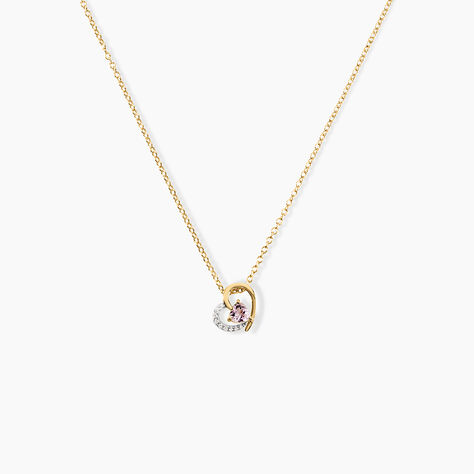 Collier Eliana Argent Dor&eacute; A L'Or 750/1000 Am&eacute;thyste Oxyde De Zirconium - Colliers pierre Femme | Histoire d&rsquo;Or
