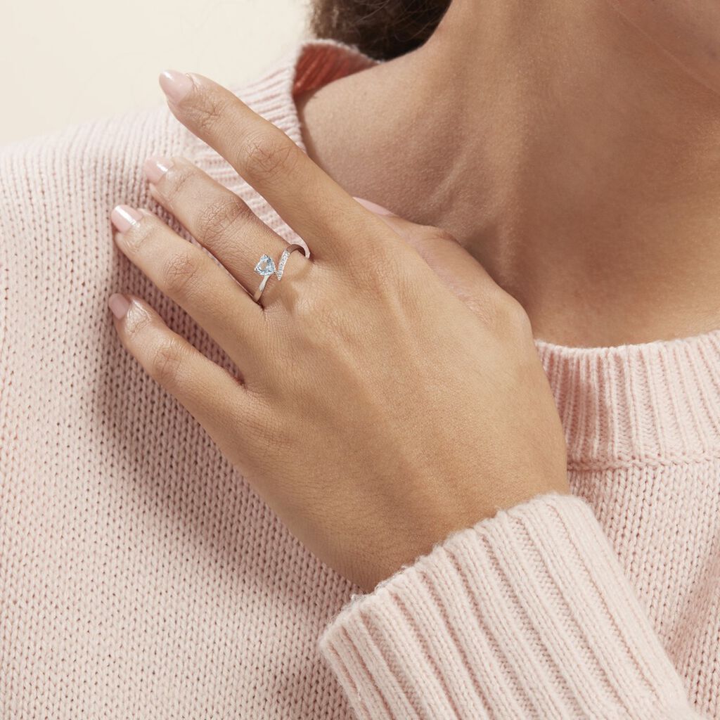 Bague Eva Or Blanc Topaze Et Oxyde De Zirconium - Bagues solitaires Femme | Histoire d’Or