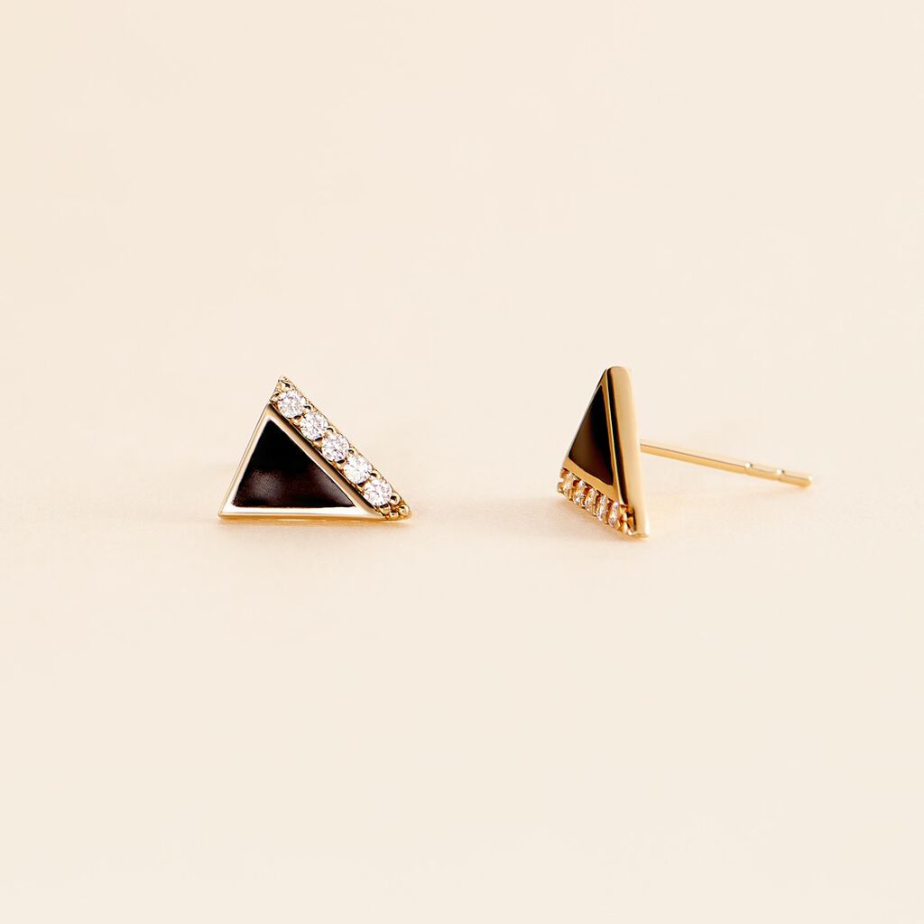Boucles D'oreilles Puces Seymour Or Jaune Oxyde De Zirconium - Clous d'oreilles Femme | Histoire d&rsquo;Or