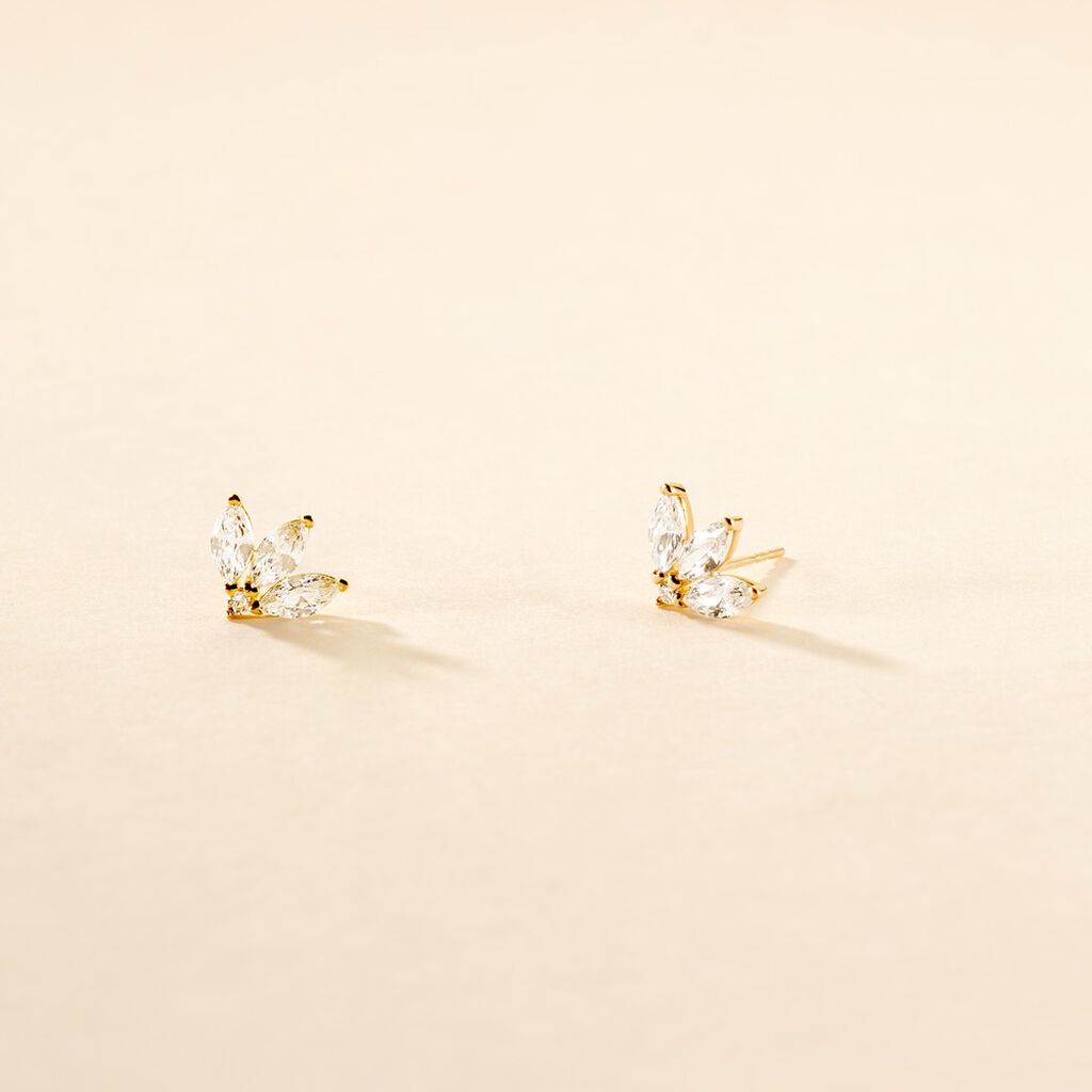 Boucles D'oreilles Puces Margret Or Jaune Oxyde De Zirconium - Clous d'oreilles Femme | Histoire d’Or