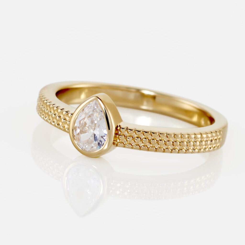 Bague Plaqu&eacute; Or Lame Oxyde De Zirconium - Bagues solitaires Femme | Histoire d&rsquo;Or