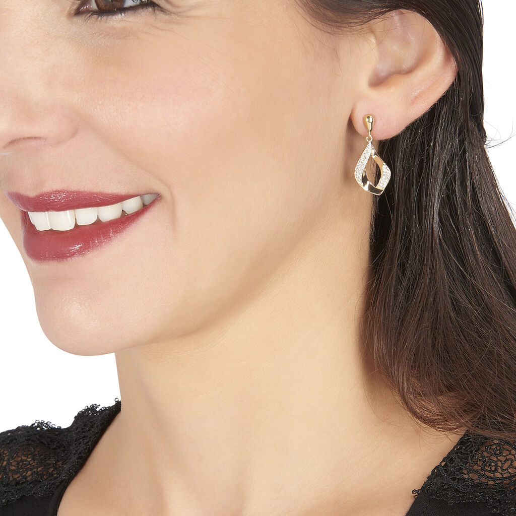 Boucles D'oreilles Pendantes Mai-lee Plaqué Or Oxyde De Zirconium - Boucles d'oreilles fantaisie Femme | Histoire d’Or