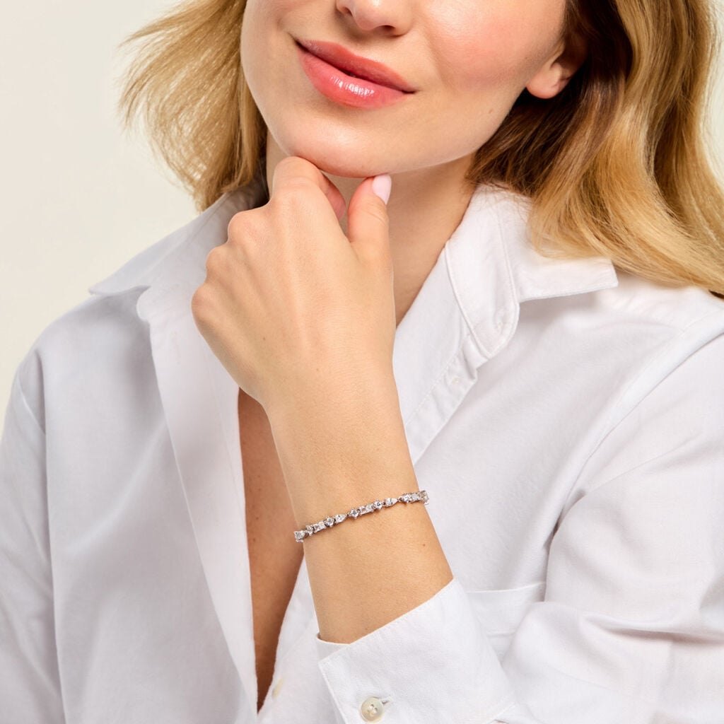 Bracelet Tapis Rouge Argent Blanc Oxyde De Zirconium - Bracelets Femme | Histoire d&rsquo;Or