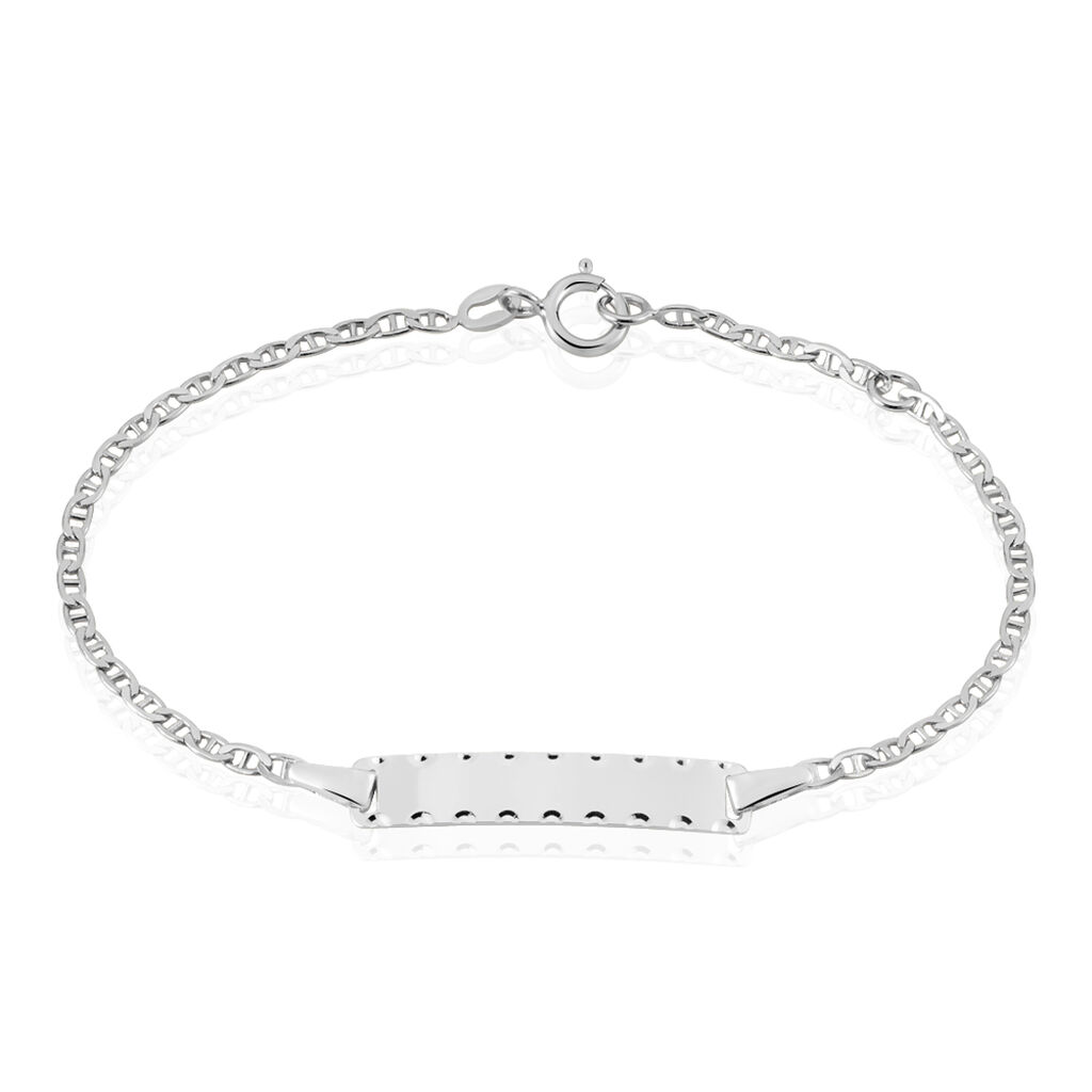 Bracelet Identité Esta Maille Forçat Or Blanc - Bracelets Communion Enfant | Histoire d’Or