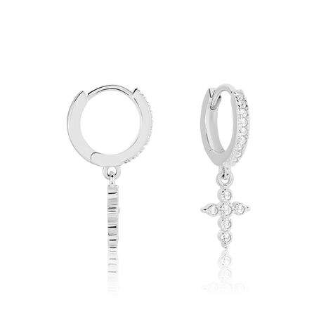 Créoles Ysee Argent Blanc Oxyde De Zirconium - Boucles d'oreilles créoles Femme | Histoire d’Or