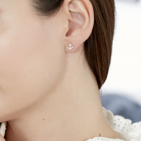 Boucles D'oreilles Puces Marisa Ancres Or Jaune Oxyde De Zirconium - Clous d'oreilles Femme | Histoire d’Or