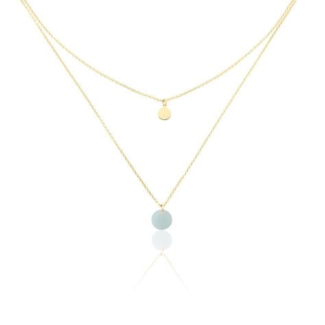 Collier Pampilles Color&eacute;es Or Jaune Amazonite - Colliers doubles et triples cha&icirc;nes Femme | Histoire d&rsquo;Or