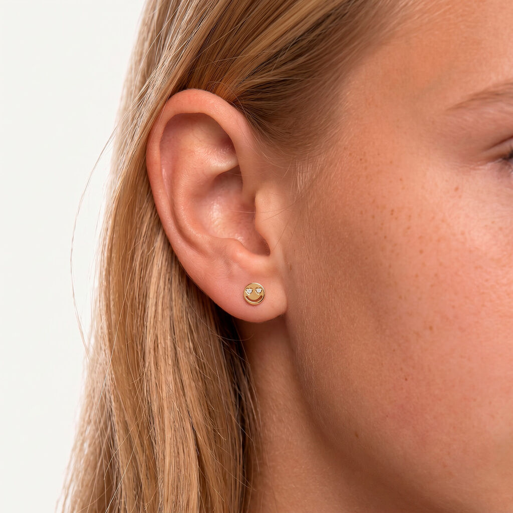 Boucles D'Oreilles Puces Viloa Or Jaune Oxyde De Zirconium - Clous d'oreilles Enfant | Histoire d&rsquo;Or