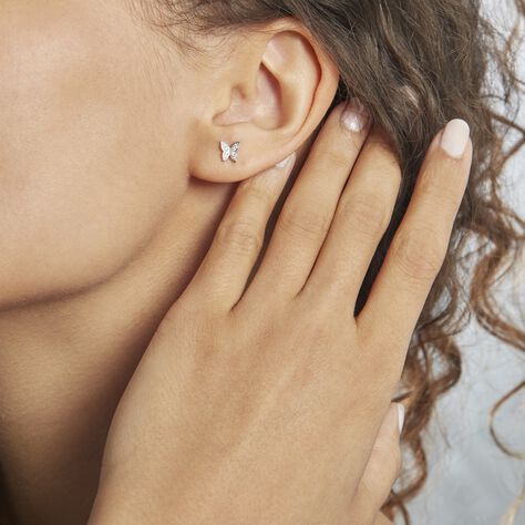 Boucles D'oreilles Puces Cadfan Argent Blanc Oxyde - Boucles d'oreilles fantaisie Femme | Histoire d’Or