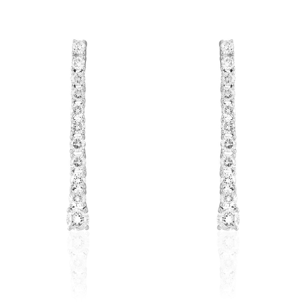 Boucles D'oreilles Puces Riviera Or Blanc Diamant - Boucles d'oreilles pendantes Femme | Histoire d’Or