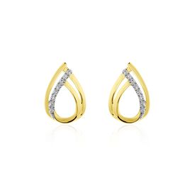 Boucles D'oreilles Puces Marilynn Or Bicolore Diamant Blanc - Clous d'oreilles Femme | Histoire d’Or