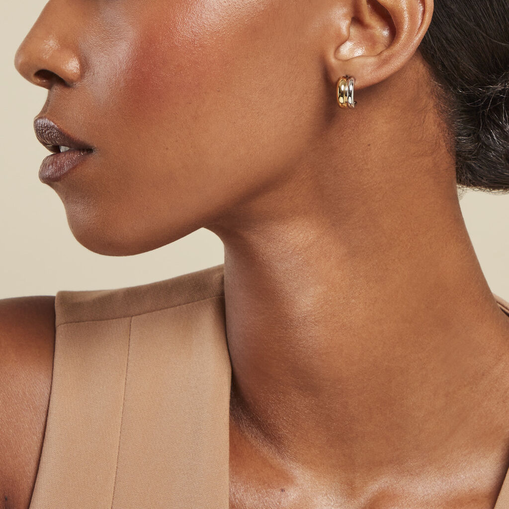 Créoles Egerie Argent Bicolore - Boucles d'oreilles créoles Femme | Histoire d’Or