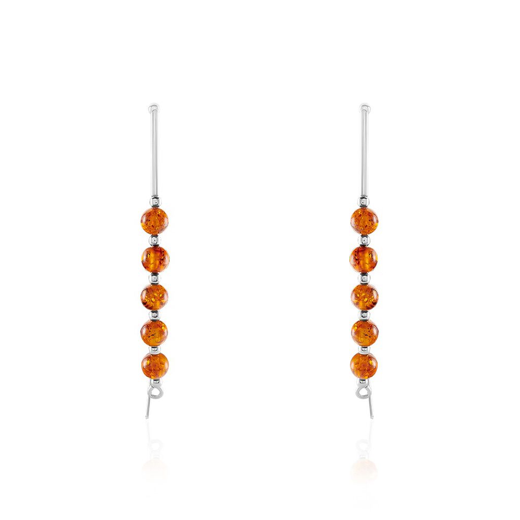 Boucles D'oreilles Pendantes Satu Argent Blanc Ambre - Boucles d'oreilles fantaisie Femme | Histoire d’Or