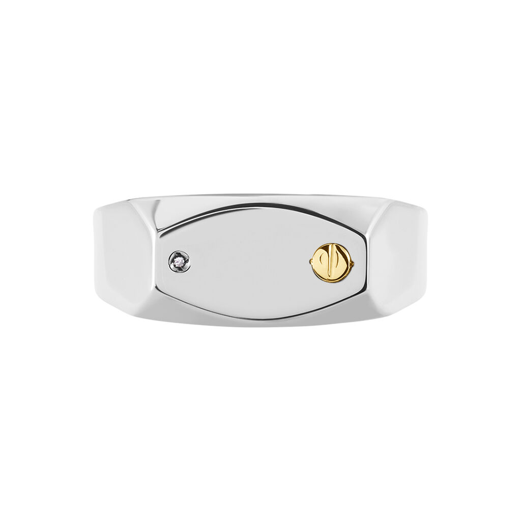 Chevali&egrave;re Jourdan Lord Acier Bicolore Diamant - Bagues solitaires Homme | Histoire d&rsquo;Or