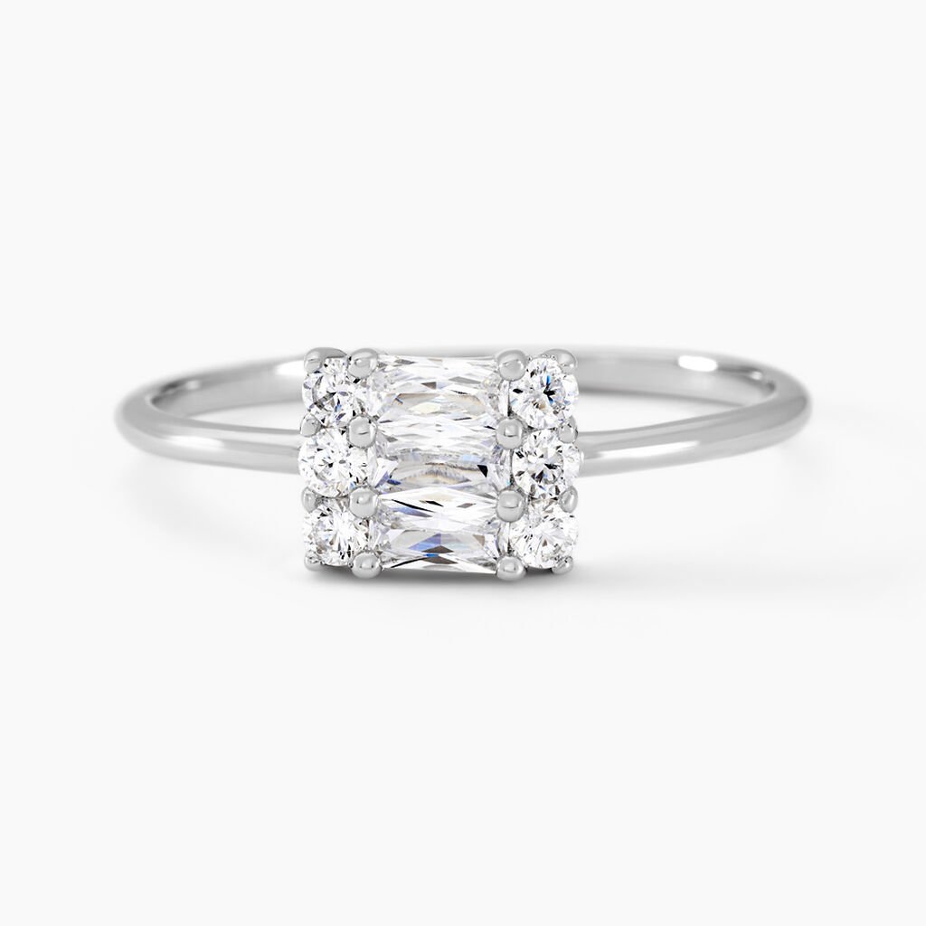 Bague Baroque Party Argent Blanc Oxyde De Zirconium - Bagues avec pierre Femme | Histoire d&rsquo;Or