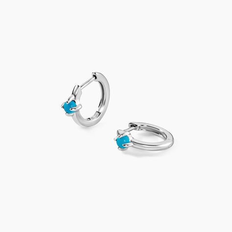 Cr&eacute;oles Ocean Argent Blanc Turquoise - Boucles d'oreilles cr&eacute;oles Femme | Histoire d&rsquo;Or