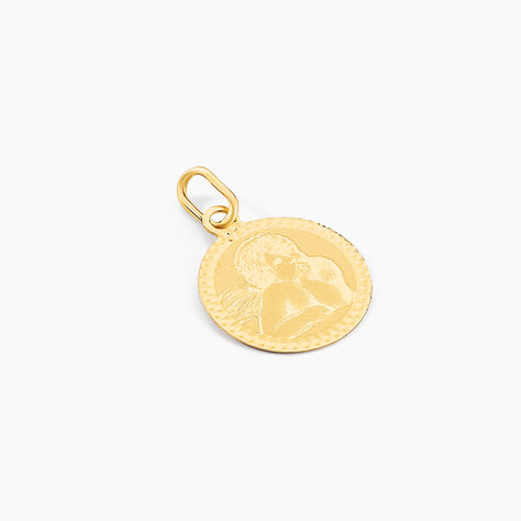 Pendentif Ange Rond Cisele Or Jaune - Pendentifs Baptême Famille | Histoire d’Or