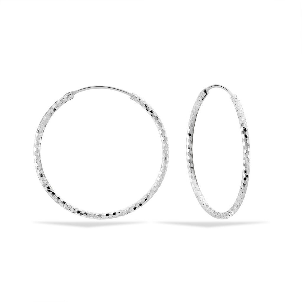 Créoles Argent Blanc Agathe - Boucles d'oreilles créoles Femme | Histoire d’Or