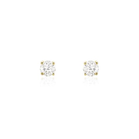Boucles D'oreilles Puces Or Jaune Diamants Synthetique - Clous d'oreilles Femme | Histoire d’Or