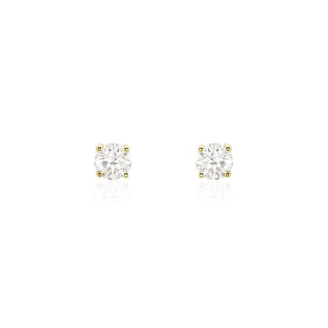 Boucles D'oreilles Puces Or Jaune Diamants Synthetique - Clous d'oreilles Femme | Histoire d’Or