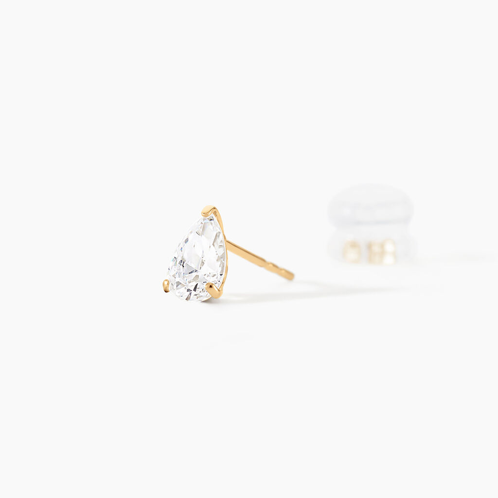 Boucles D'oreilles Puces Tierra Or Jaune Oxyde De Zirconium - Clous d'oreilles Femme | Histoire d&rsquo;Or