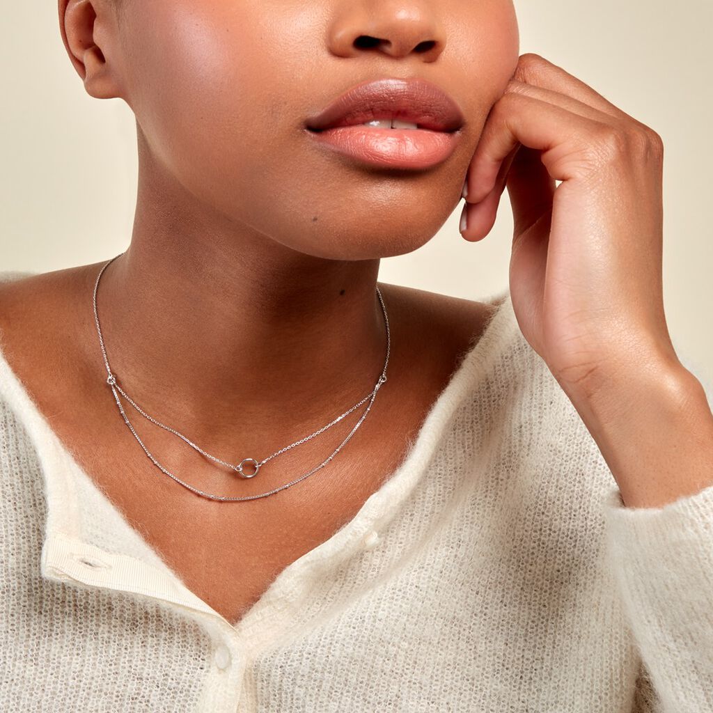 Collier Dayana Argent Blanc - Ras de cou Femme | Histoire d’Or